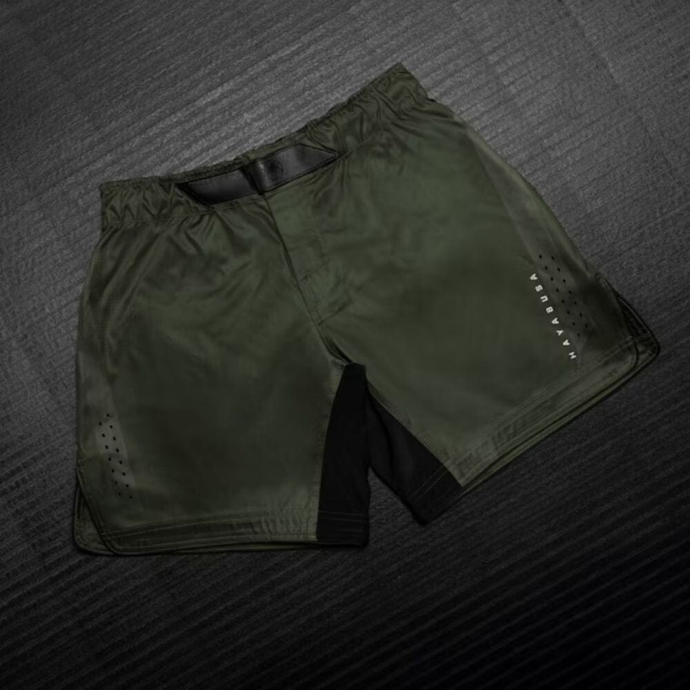 Hayabusa Core Mid Thigh Fight Shorts Green MMA Shorts Hayabusa