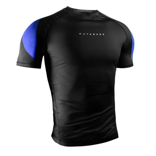 Hayabusa Pro Ranked Short Sleeve Rashguard Blue Rashguards Hayabusa Blue Small