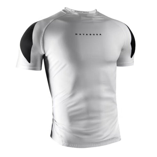 Hayabusa Pro Ranked Short Sleeve Rashguard White Rashguards Hayabusa White Small