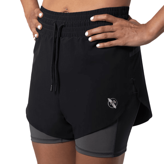 Hayabusa Womens Mid Rise Layered Shorts Black