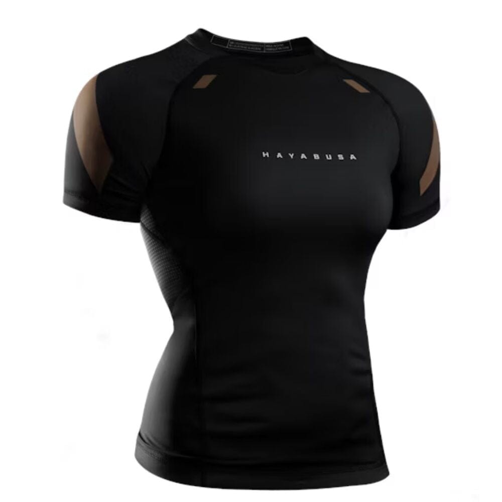 Hayabusa Womens Pro Ranked Short Sleeve Rashguard Brown Rashguards Hayabusa Brown X Small