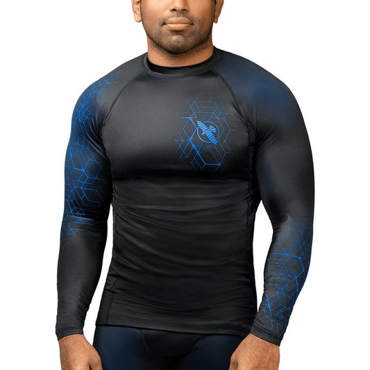 Hayabusa Geo Long Sleeve Rashguard Rashguards Hayabusa Blue Small