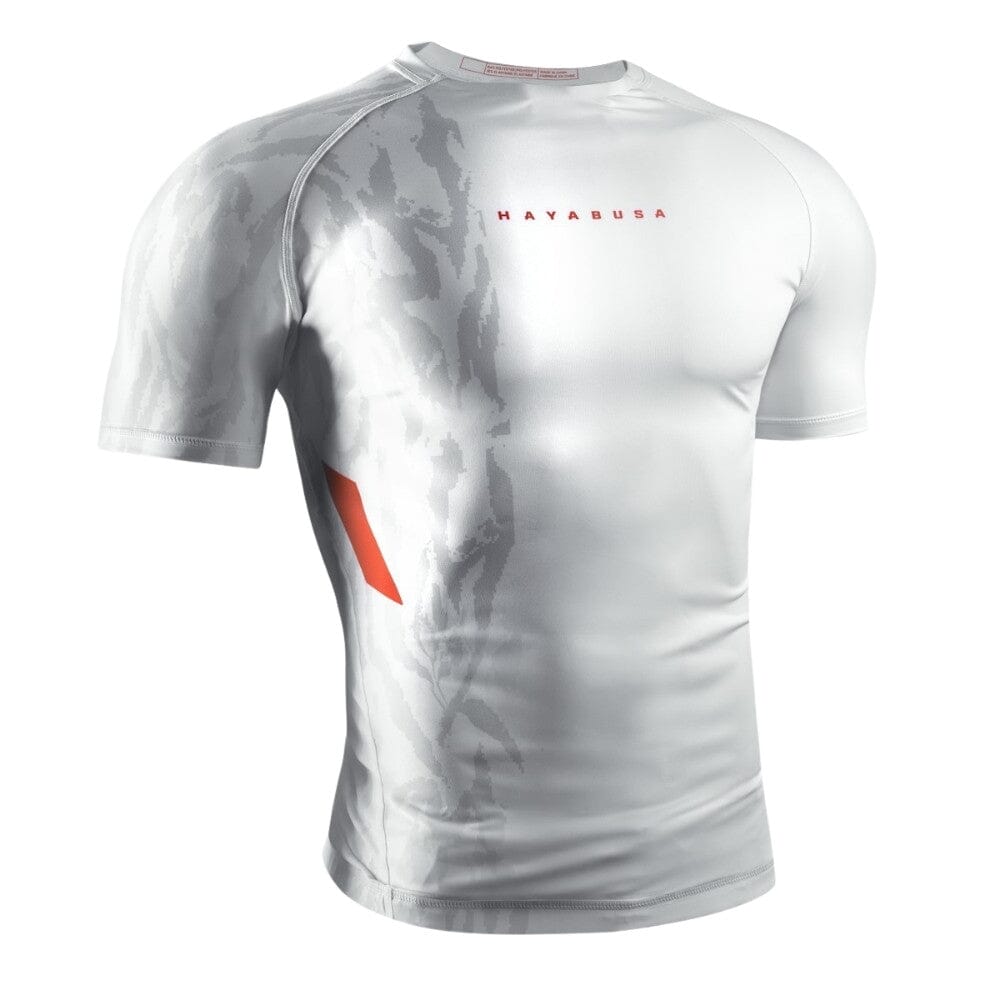 Hayabusa Apex Short Sleeve Rashguard Ash White Rashguards Hayabusa