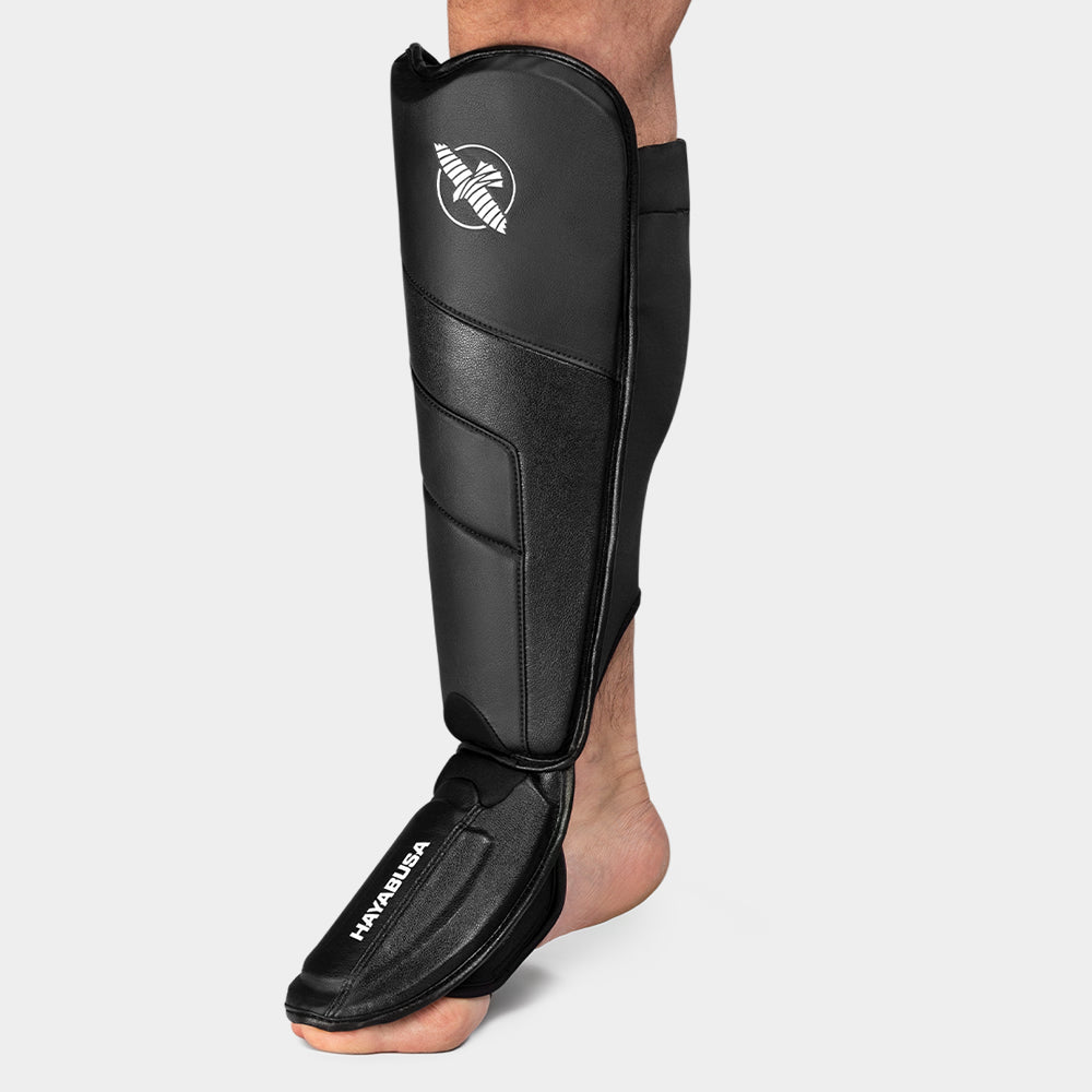 Hayabusa T3 Full-Back Shin Guards Black/Black