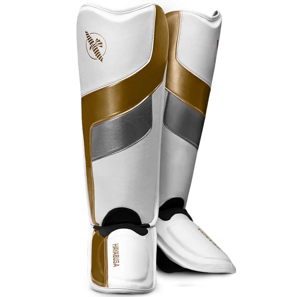 Hayabusa T3 Full-Back Shin Guards Shin Guards Hayabusa White/Gold Small