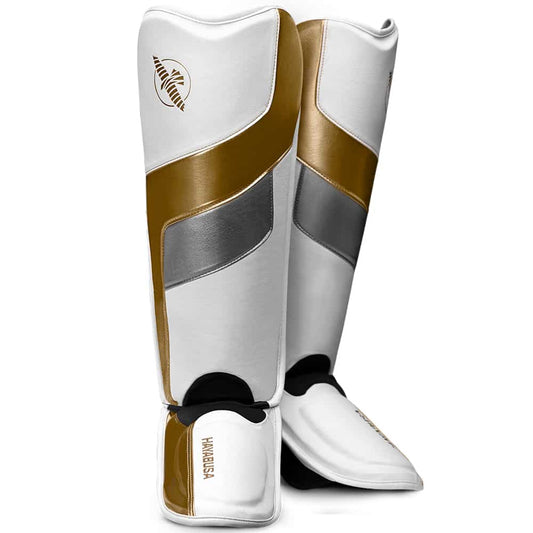 Hayabusa T3 Full-Back Shin Guards Shin Guards Hayabusa White/Gold Small