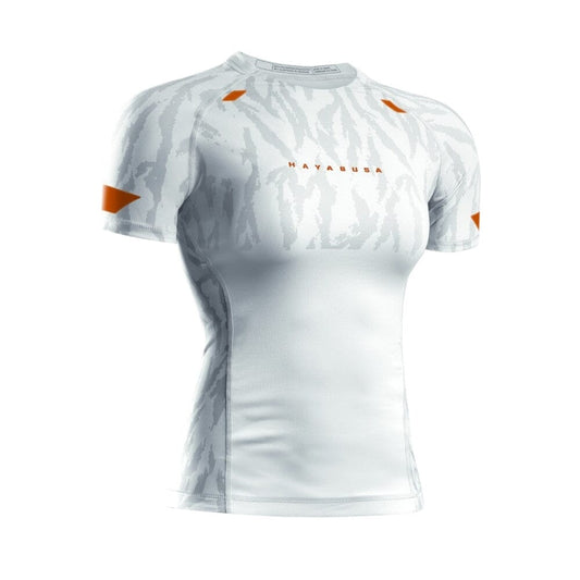 Hayabusa Womens Apex Short Sleeve Rashguard Ash White Rashguards Hayabusa