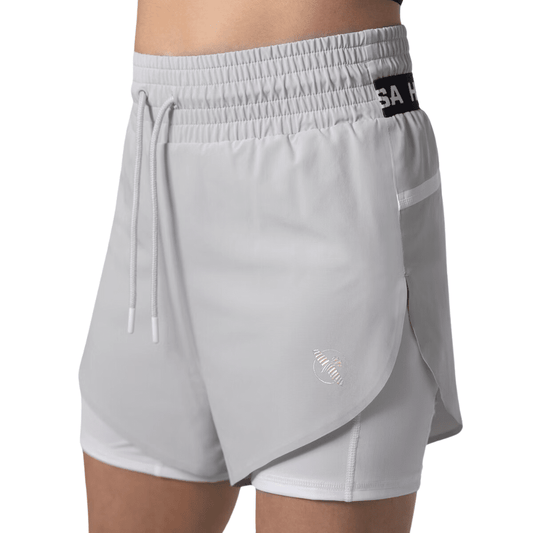 Hayabusa Womens Mid Rise Layered Shorts Light Grey