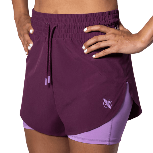 Hayabusa Womens Mid Rise Layered Shorts Wine