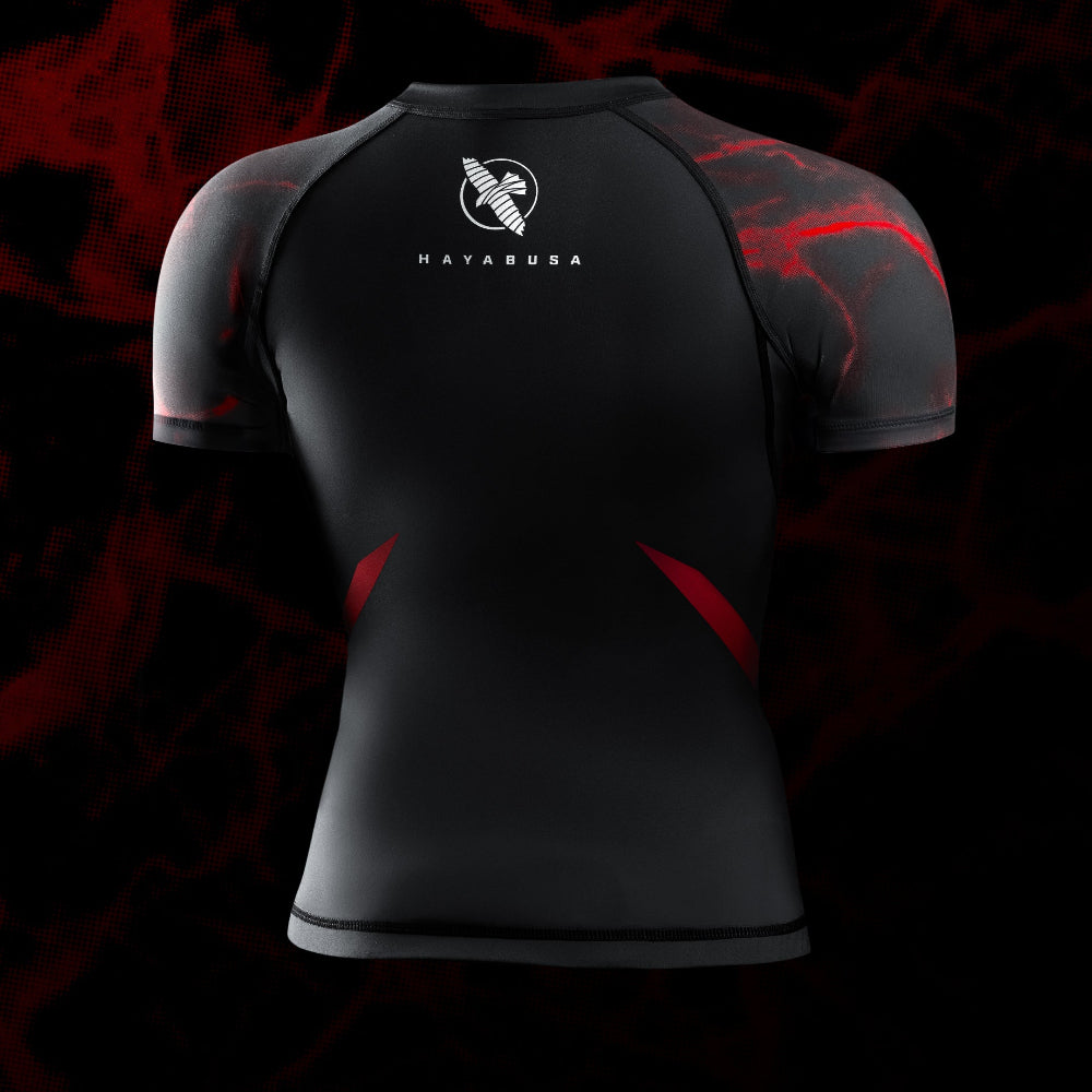 Hayabusa UFC BJJ Womens Short Sleeve Rashguard Black/Red