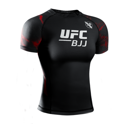Hayabusa UFC BJJ Womens Short Sleeve Rashguard Black/Red
