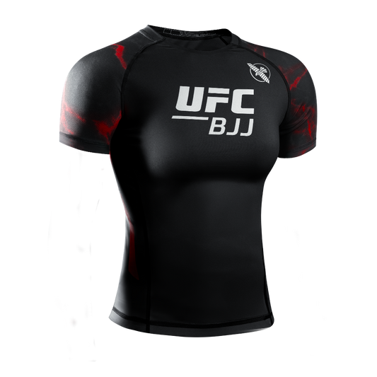 Hayabusa UFC BJJ Womens Short Sleeve Rashguard Black/Red