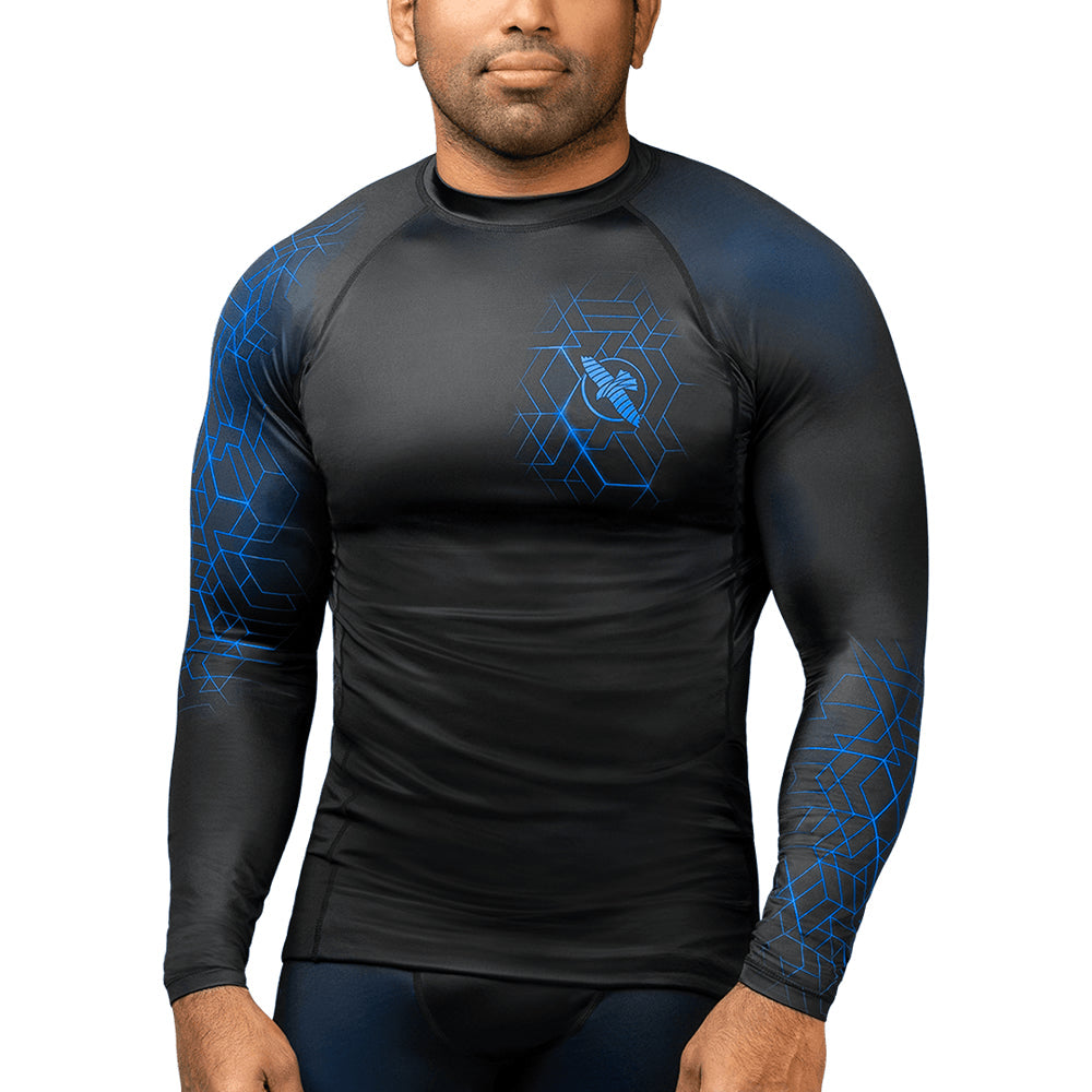 Hayabusa Geo Long Sleeve Rashguard Blue Front