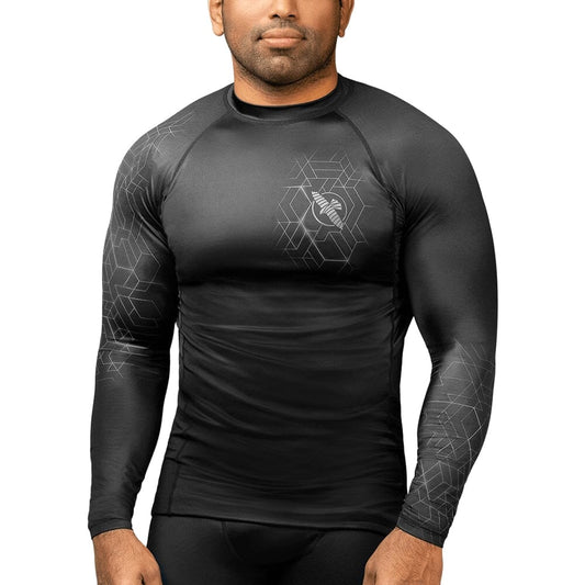 Hayabusa Geo Long Sleeve Rashguard Rashguards Hayabusa Grey Small 