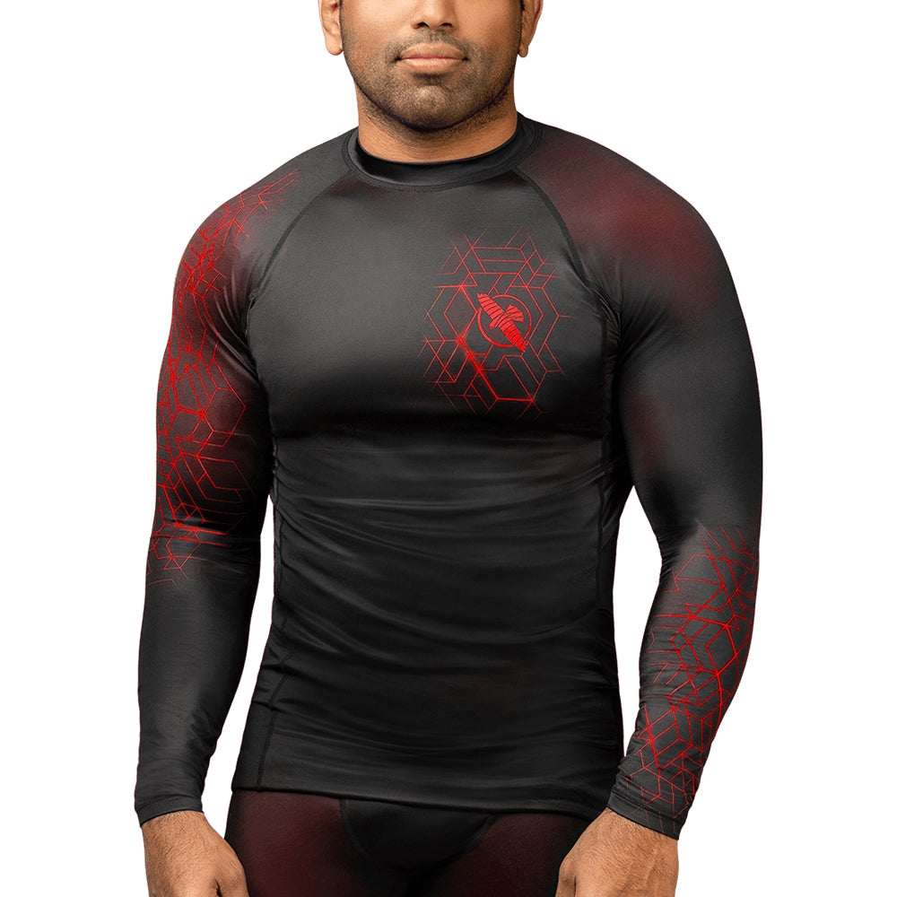 Hayabusa Geo Long Sleeve Rashguard Red Front