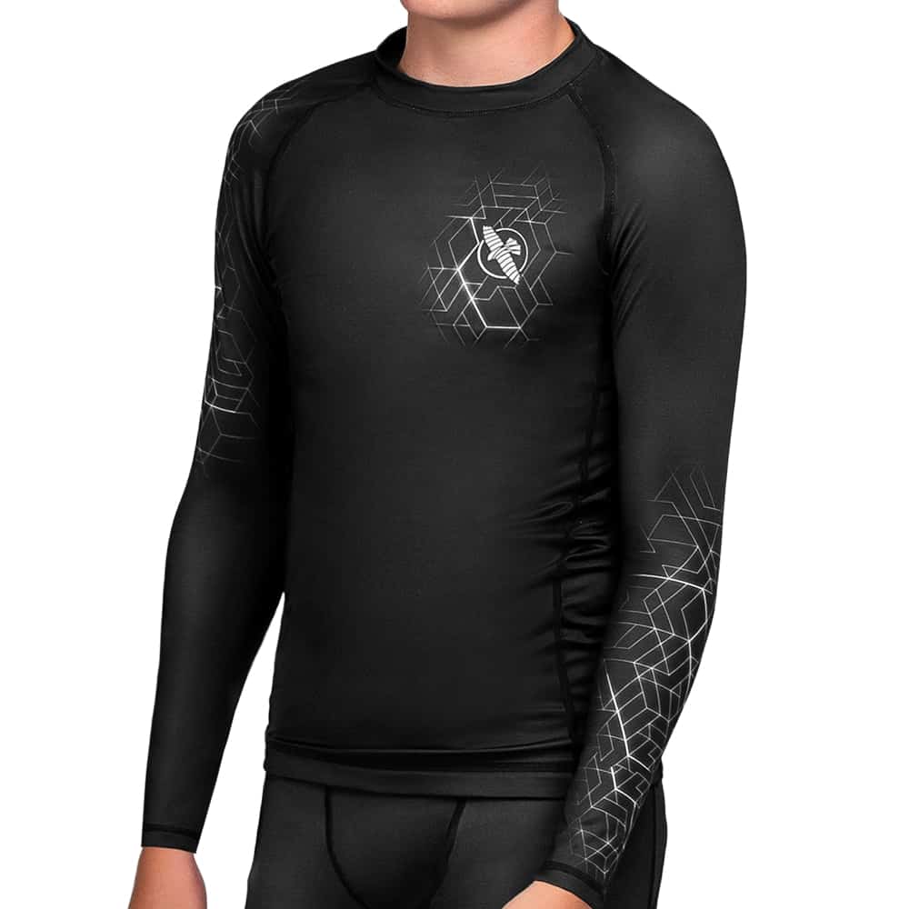 Hayabusa Geo Youth Long Sleeve Rashguard Rashguards Hayabusa Grey Small 