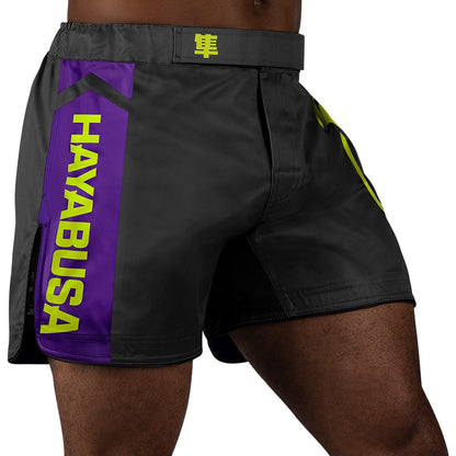 Hayabusa Icon Mid-Thigh Fight Shorts Black/Neon Side