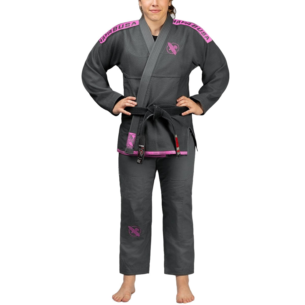 Hayabusa Lightweight Jiu Jitsu Gi Grey/Pink Front