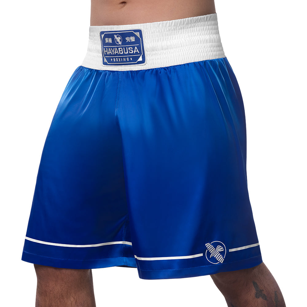 Hayabusa Pro Boxing Shorts Blue Left Side