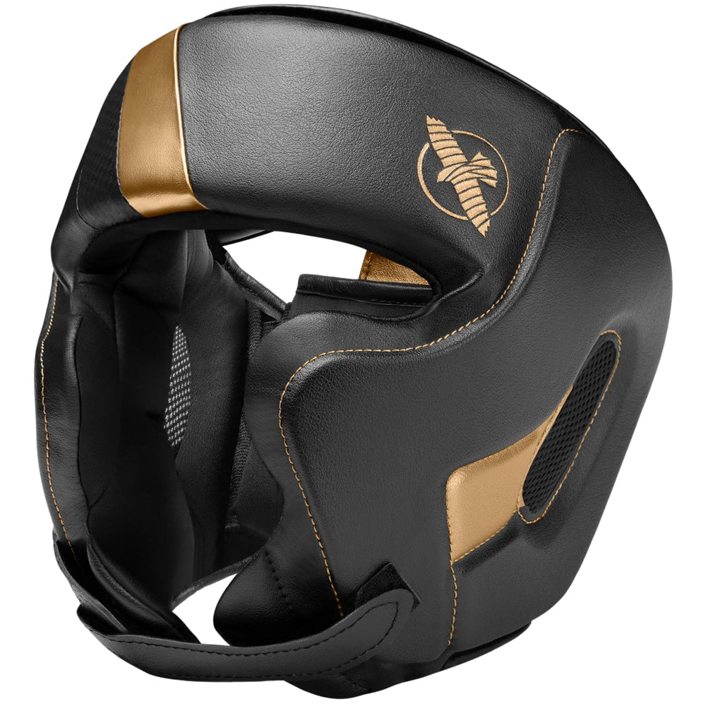 Hayabusa T3 Chinless Boxing Headgear Black/Gold Side