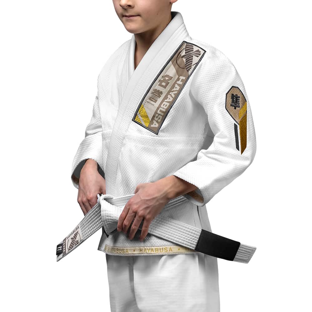 Hayabusa Youth Ascend Lightweight Jiu Jitsu Gi White Side